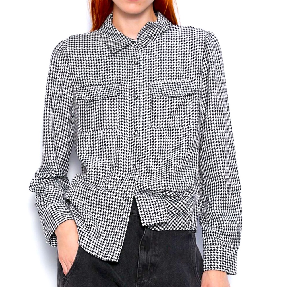 ZARA HOUNDSTOOTH SHIRT XS